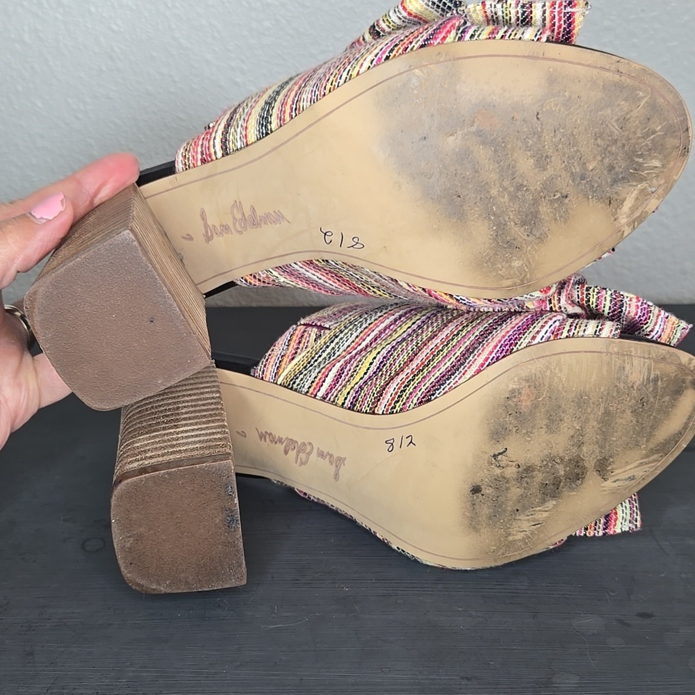 Sam Edelman Yumi Multi Color Bow Slide Heel Sandal Size 7 - Picture 7 of 11